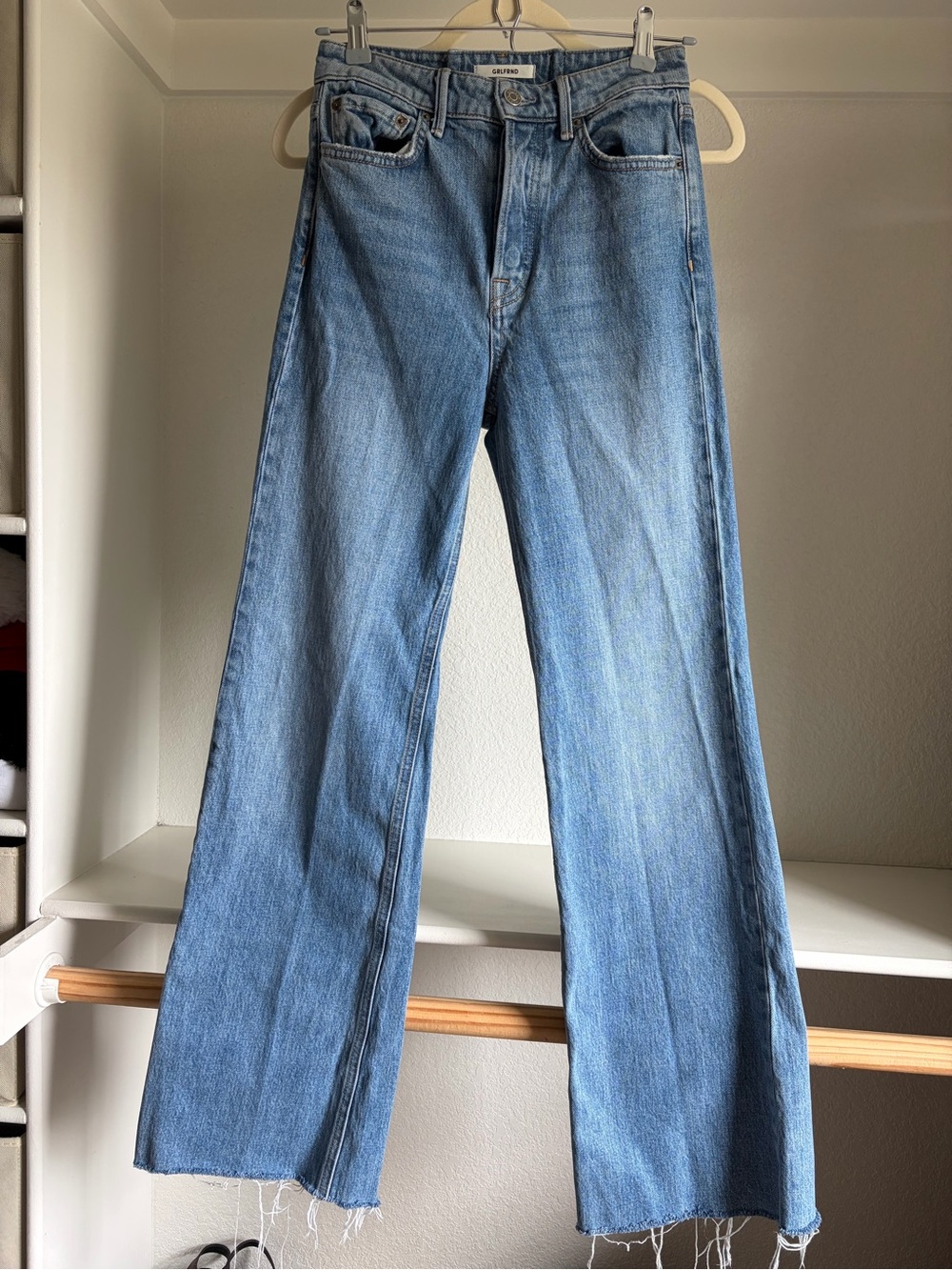 GRLFRND Denim - Carla Jeans in Make it Out -  Light Blue Wide Leg Jeans